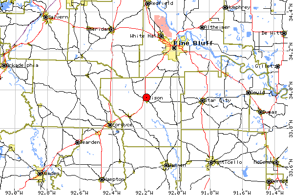Map to Rison, Cleveland County, Arkansas