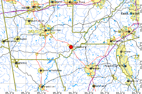 Local Map for Culpepper Cemetery, Carroll County, GA