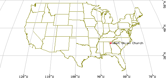 US Map for West Union Cemetery, Gordon County, GA
