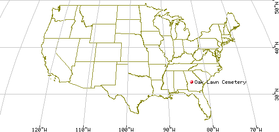 US Map for Oak Lawn Cemetery, Fort Valley, GA