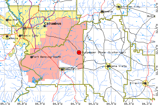 Local Map for the Culpepper Store, Chattahoochee County, GA