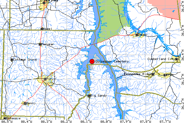 Local Map for Culpepper Cemetery, Henry Co, TN