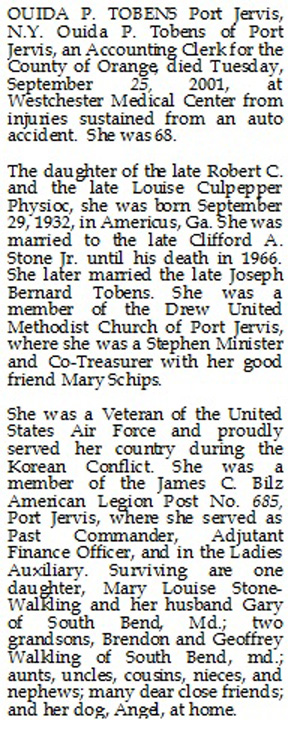 Ouida Tobens obituary