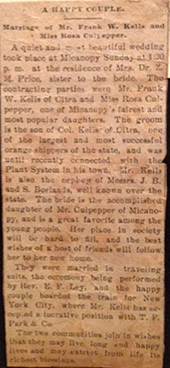 Kells / Culpepper marriage announcement
